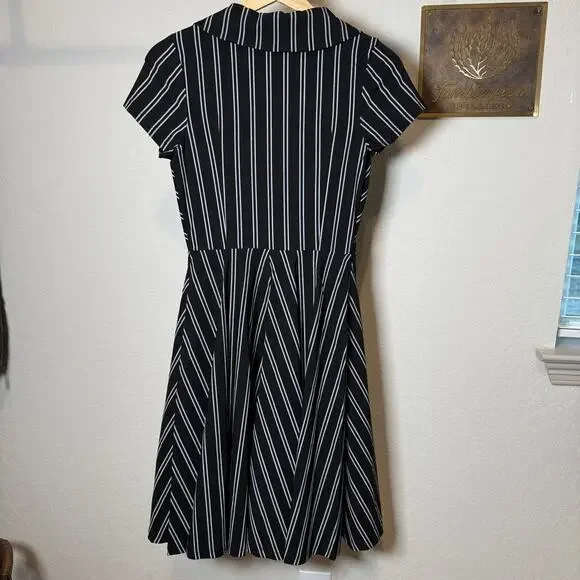 Women's Gown Town Retro Black and White Striped Fit and Flair Dress Size Small - Picture 8 of 8
